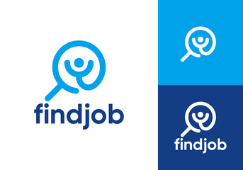 simple find job logo. creative search people work vector icon design