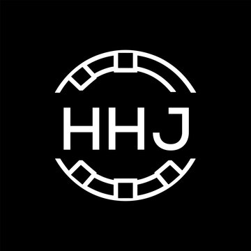 HHJ Minimalist HHJ  Logo Design on Black Background &ndash; HHJ Later Logo, Modern Circular Branding Concept
