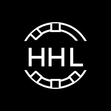 HHL Minimalist HHL  Logo Design on Black Background &ndash; HHL Later Logo, Modern Circular Branding Concept
