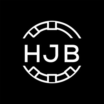 HJB Minimalist HJB  Logo Design on Black Background &ndash; HJB Later Logo, Modern Circular Branding Concept
