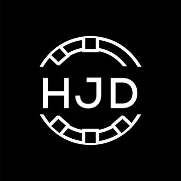 HJD Minimalist HJD  Logo Design on Black Background &ndash; HJD Later Logo, Modern Circular Branding Concept
