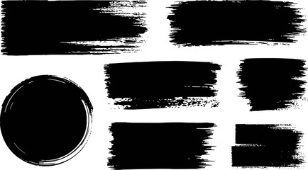 Black ink brush strokes and circle grunge