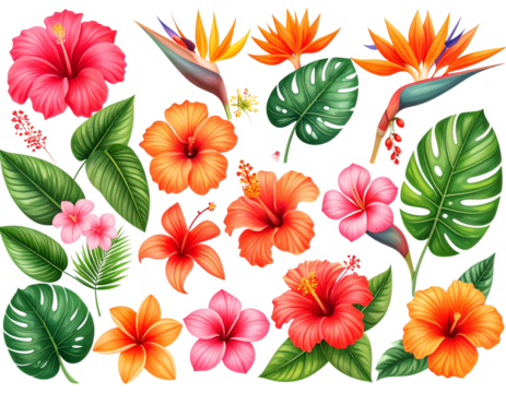Boho-Inspired Colorful Wildflower Bouquet Illustration, isolated PNG