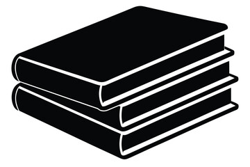 Simple Black and White Illustration of Three Books Stacked Diagonally on Each Other