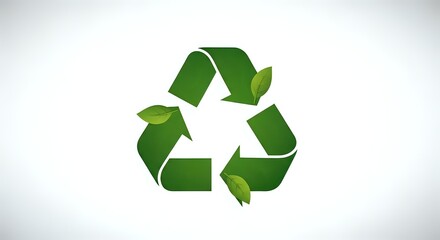 Obraz premium Stylized Recycling Symbol In Vibrant Green With Leaves Promotes Ecology And Waste Reduction Themes