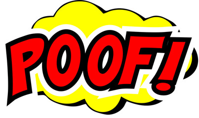 Cartoon comic sign burst clouds. Speech bubble, Poof sign expression and pop art text frames. Comics mem expressions speech, superhero book Poof label. Isolated vector symbols set