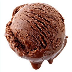 A decadent, rich chocolate ice cream scoop with deep cocoa brown tones,