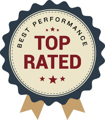 Top Rated Badge Label Vector - Best Performance Quality Ribbon Emblem Design