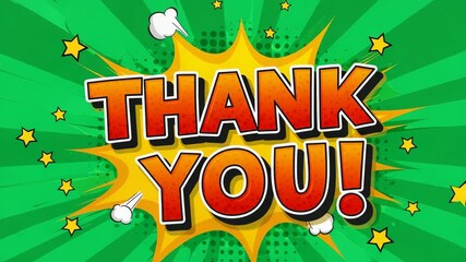 Animated Thank You Message in Pop Art Style - Powered by Adobe