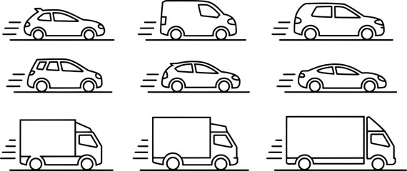 Various vehicles moving fast automotive automobile