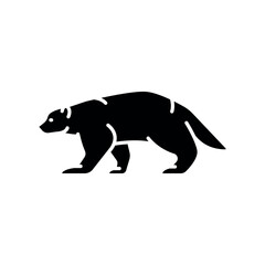 Wolverine black flat icon for digital and print projects. Arctic animals.