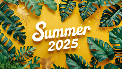 Vibrant and Bright Tropical Yellow Summer Background for 2025 – Sunshine, Fun, and Vacation Vibes