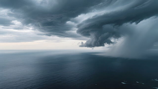 Storm Cloud Over the Ocean: Dramatic Weather Phenomenon