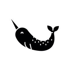 narwhal black flat icon for digital and print projects. Arctic animals. © Backwoodsdesign