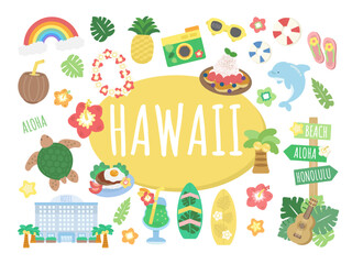 ハワイ　イラストセット