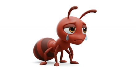 Cartoon ant with sad expression