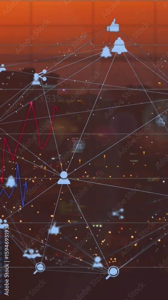 Wall mural animation of data processing over landscape