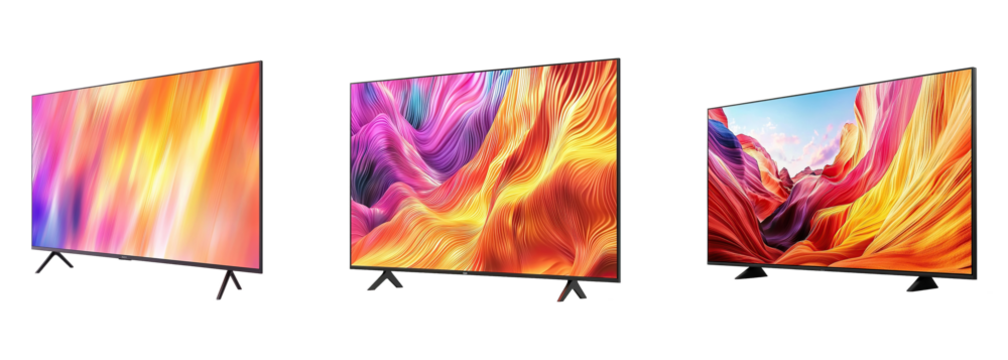 A collection of modern flat screen TV isolated on transparent background. PNG