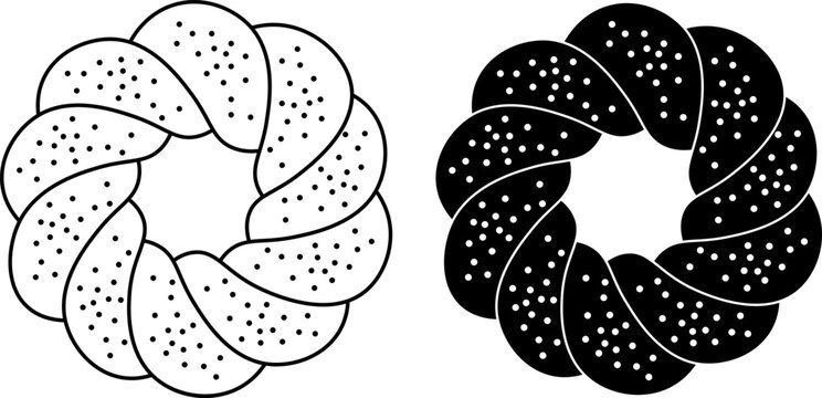 top view kolach or kalach icon set