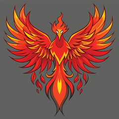 Vector tattoo design of fiery eagle wings with burning orange and red flames