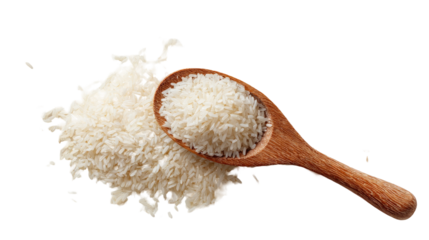 Flat Lay of Uncooked White Rice Grains Scattered

