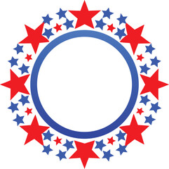Fototapeta premium Abstract vector illustration of the patriotic Fourth of July celebration with red, white, and blue stars and stripes of the American flag