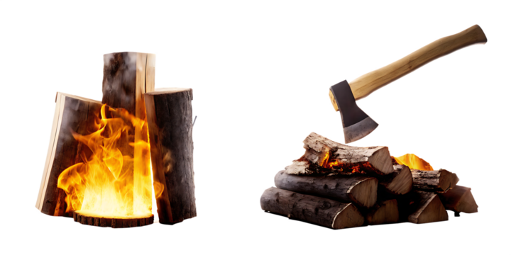 set-of-fire-places-campfire-isolated on white background, png, ai generated. - Powered by Adobe