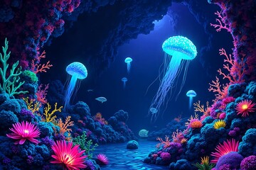 A picture of Bioluminescent Coral Reef Canyon