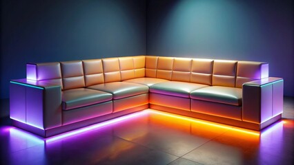 Modern Sectional Sofa with Integrated LED Lighting, Illuminating a Stylish and Comfortable Lounge Space