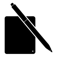 Stylus pen silhouette for digital drawing and touchscreen devices isolated on white background