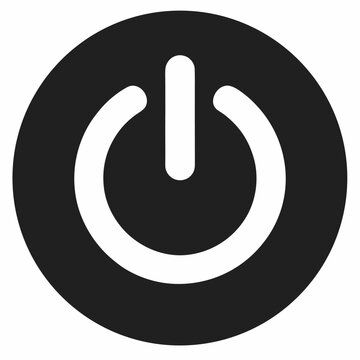 Simple black silhouette of a power button symbol isolated on white background