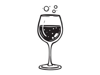 Simple line drawing of wine glasses set
