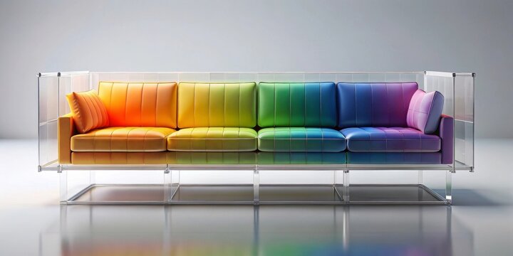 Modern Multicolored Sofa in a Transparent Frame A Stylish Contemporary Design for the Home