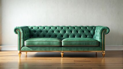 Elegant Teal Velvet Sofa with Gilded Accents in a Classic Interior Setting