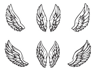 Minimal angel wing sketch vector outline