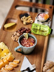 Traditional Iranian Breakfast with Honey, Fresh Fruits, and Creamy Cheese