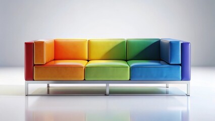 Modern Rainbow Sofa Design Vibrant Hues and Sleek Metal Frame