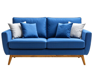 Naklejka premium Modern Sofa with Throw Pillows – Transparent Background