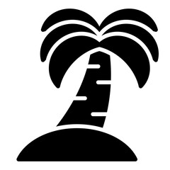 Palm tree icon collection. Tropical beach and vacation island symbol set.