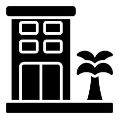 Resort icon set. Luxury vacation and beach hotel symbol collection.