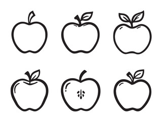 Apple fruit line art black and white drawing