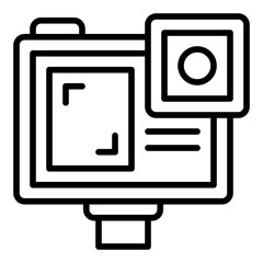 Action camera icon set. Adventure video recorder and sports cam symbol collection.