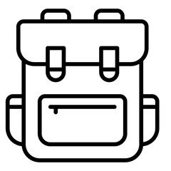 Backpack icon set. Travel bag and hiking gear symbol collection.
