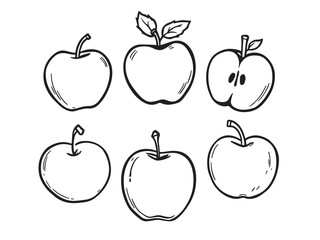 Fresh apple slice line art vector illustration