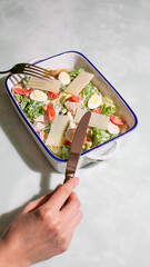 An elegant fusion of Italian antipasto and Easter salad, featuring zesty greens and delicate quail...