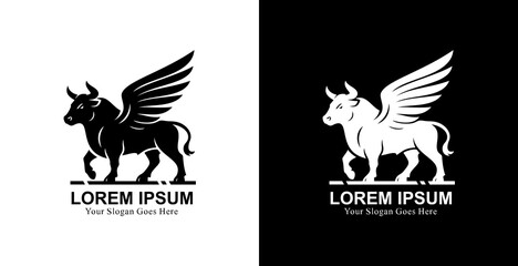 Winged bull logo design with modern style
