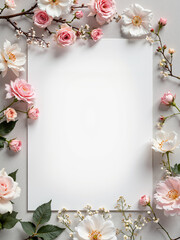white paper frame with flowers