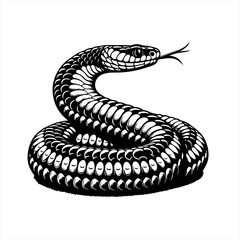 Vector art of coiled snake with forked tongue