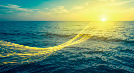 Abstract seascape,  summer sea background with sunlight. Surreal  3d illustration for creative design