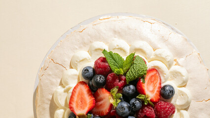 Meringue crowns with berries evoke midsummer celebrations, fruity symphony pie, Beltane dessert harmony, wholesome indulgence delight